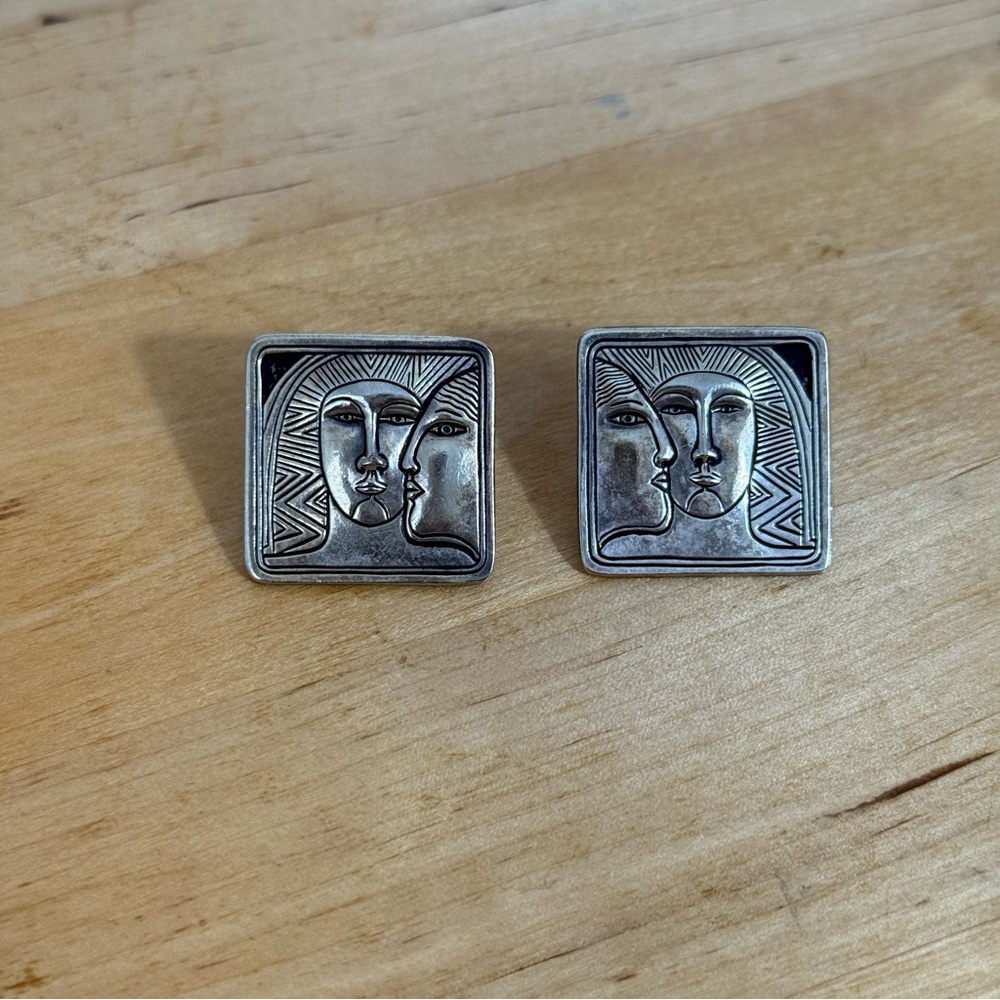 Vintage 1980s Laurel Burch Earrings Ancient Ancestors Post Stud Stainless Steel